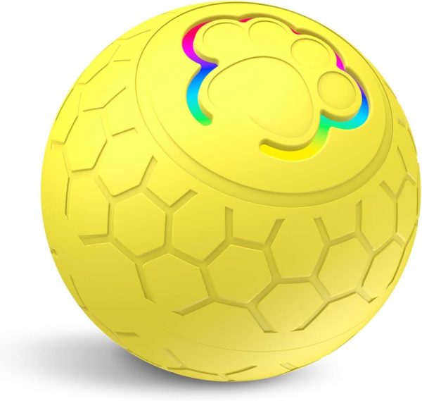 Interactive Dog Toys Balls, Dog Ball for Puppy Small Dogs Cats, Robust self-Rolling Ball, Tough Motion Activated Automatic Moving Dog Balls Toys Indoor Outdoor, Yellow
