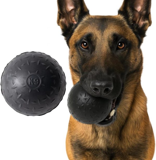 K9 Indestructible Dog Ball – Lifetime Replacement - Durable Toy for Aggressive Chewers - Safe Non-Toxic Natural Rubber - Fetch Chew Toy - Heavy Duty - USA Made - 2.8” Solid (Tennis Ball Size)