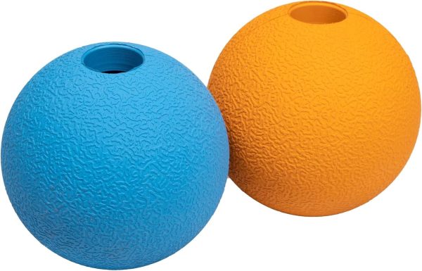 Dog Toys, Interactive Fetch Rubber Balls, (Pack of 2), 3 inch, Blue, Orange